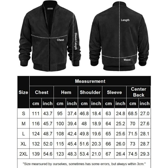 ❤️ Men's Casual Varsity Jacket Vintage Lightweight Faux Suede Bomber  Jackets - Picture 6 of 6